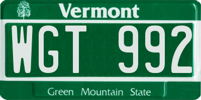 VT license plate WGT992
