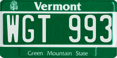 VT license plate WGT993