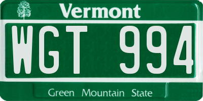 VT license plate WGT994