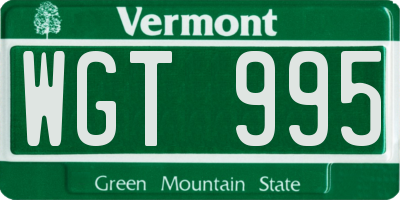 VT license plate WGT995