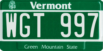 VT license plate WGT997