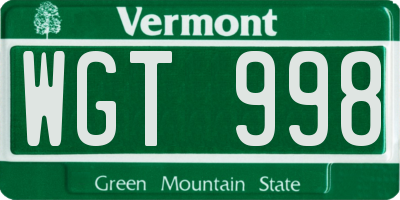 VT license plate WGT998