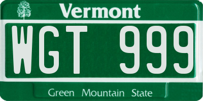 VT license plate WGT999
