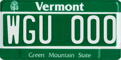 VT license plate WGU000