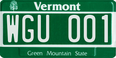 VT license plate WGU001