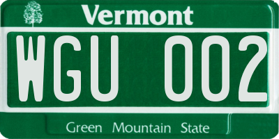 VT license plate WGU002
