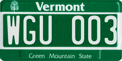 VT license plate WGU003