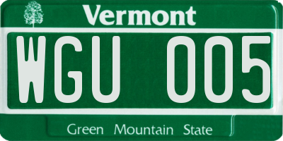 VT license plate WGU005