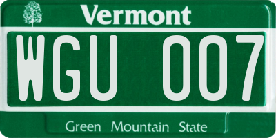 VT license plate WGU007