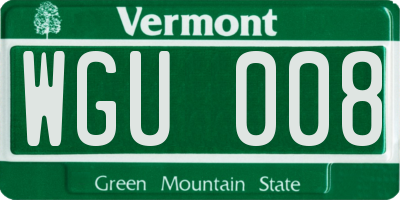 VT license plate WGU008
