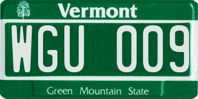 VT license plate WGU009