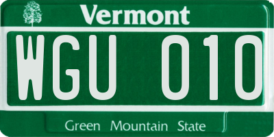 VT license plate WGU010