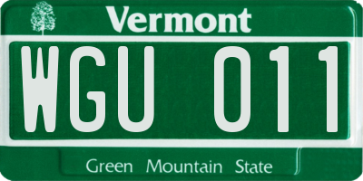 VT license plate WGU011