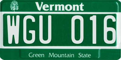 VT license plate WGU016