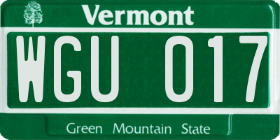 VT license plate WGU017