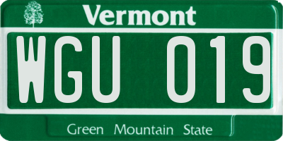 VT license plate WGU019