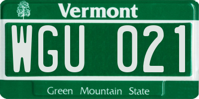 VT license plate WGU021
