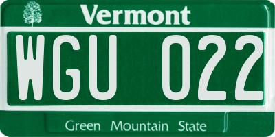 VT license plate WGU022