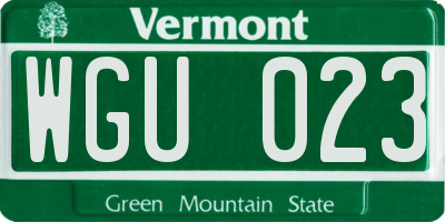 VT license plate WGU023