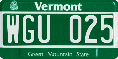 VT license plate WGU025