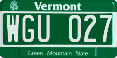 VT license plate WGU027