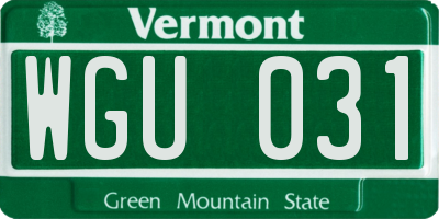 VT license plate WGU031