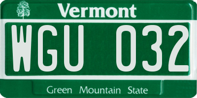 VT license plate WGU032