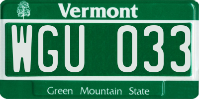 VT license plate WGU033