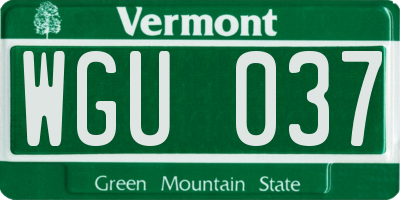 VT license plate WGU037