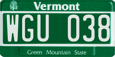 VT license plate WGU038