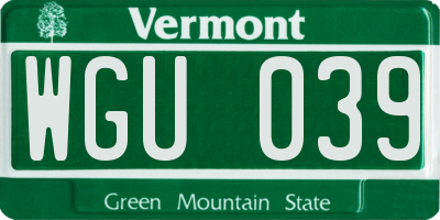 VT license plate WGU039