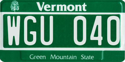 VT license plate WGU040
