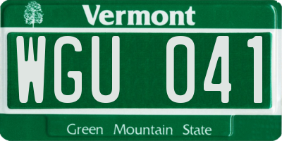 VT license plate WGU041