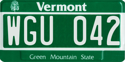 VT license plate WGU042
