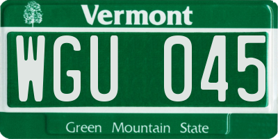 VT license plate WGU045