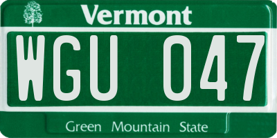 VT license plate WGU047