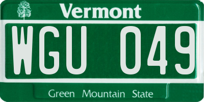 VT license plate WGU049