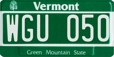 VT license plate WGU050