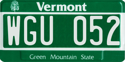 VT license plate WGU052