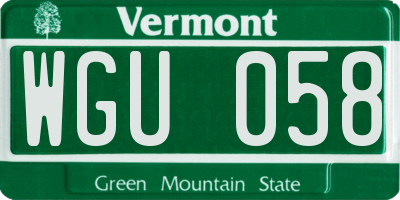 VT license plate WGU058