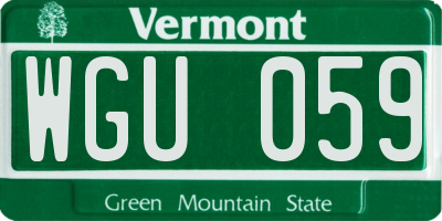 VT license plate WGU059