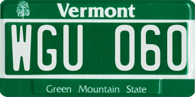 VT license plate WGU060