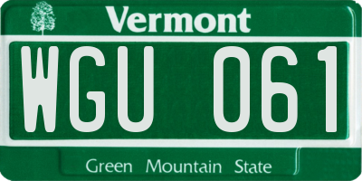 VT license plate WGU061