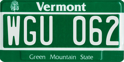 VT license plate WGU062
