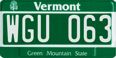 VT license plate WGU063