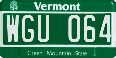 VT license plate WGU064