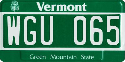 VT license plate WGU065