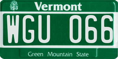 VT license plate WGU066