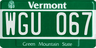 VT license plate WGU067