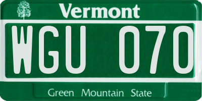 VT license plate WGU070